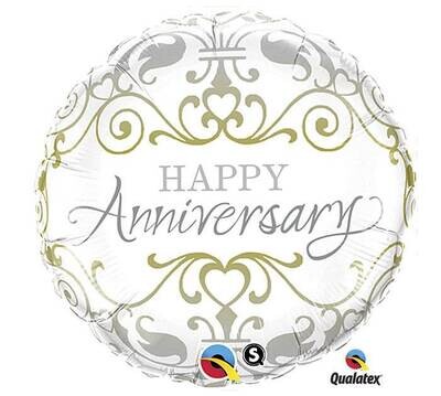 Foil Balloon - Elegant Happy Anniversary - 18"