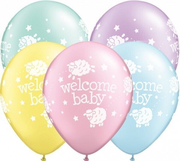 Latex Balloon-Welcome Baby Lambs Assortment-1pkg-11&quot;