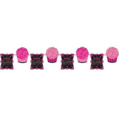 Fluffy Garland-Fabulous Happy Birthday-1pkg-12ft