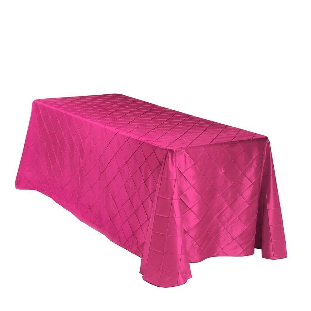 Rental-Rectangular table Cloth-Pintuck Fuchsia-90&#39;&#39;x156&#39;&#39;-1Day