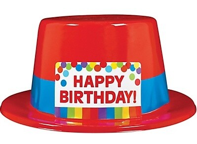 Top Hat-Rainbow Happy Birthday-1pkg-Plastic