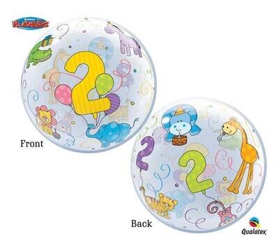 Plastic Bubble Balloon-2nd Birthday Jungle Animals-1pkg-22&quot;