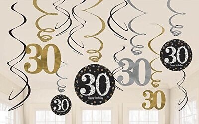 Swirl Decorations-Sparkling 30 Birthday