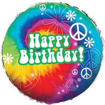 Foil Balloon - Tie Dye Fun Happy Birthday - 18&quot;