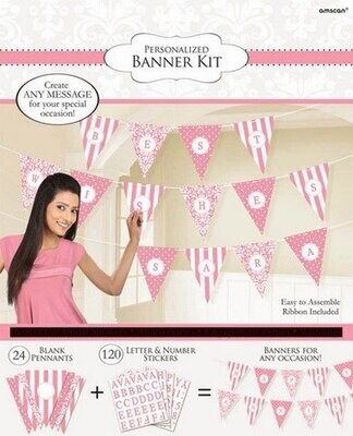 Banner - Panant Damask Dots New Pink Personalized