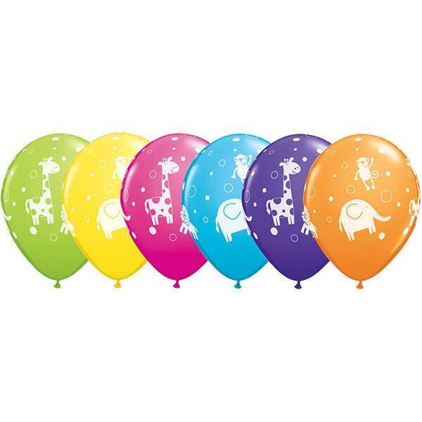Latex Balloon-Cute &amp; Cuddly Jungle Animals Assortment-1pkg-11&quot;