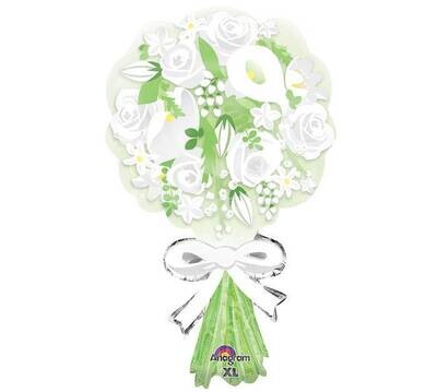 Foil Balloon - White Flower Bouquet - 30&quot;
