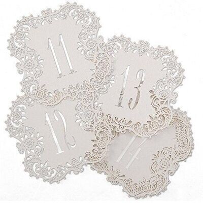Laser Cut Table Number Cards- White #11-20- 10pk (5.5&quot;x5.5&quot;)