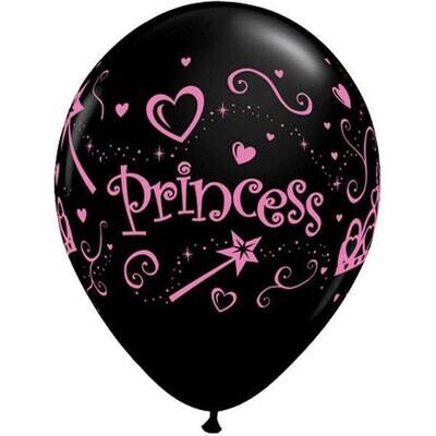 Latex Balloon-Princess Onyx Black with Pink Ink-1pkg-11&quot;