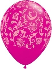 Latex Balloon-Damask Print Wild Berry-1pkg-11&quot;