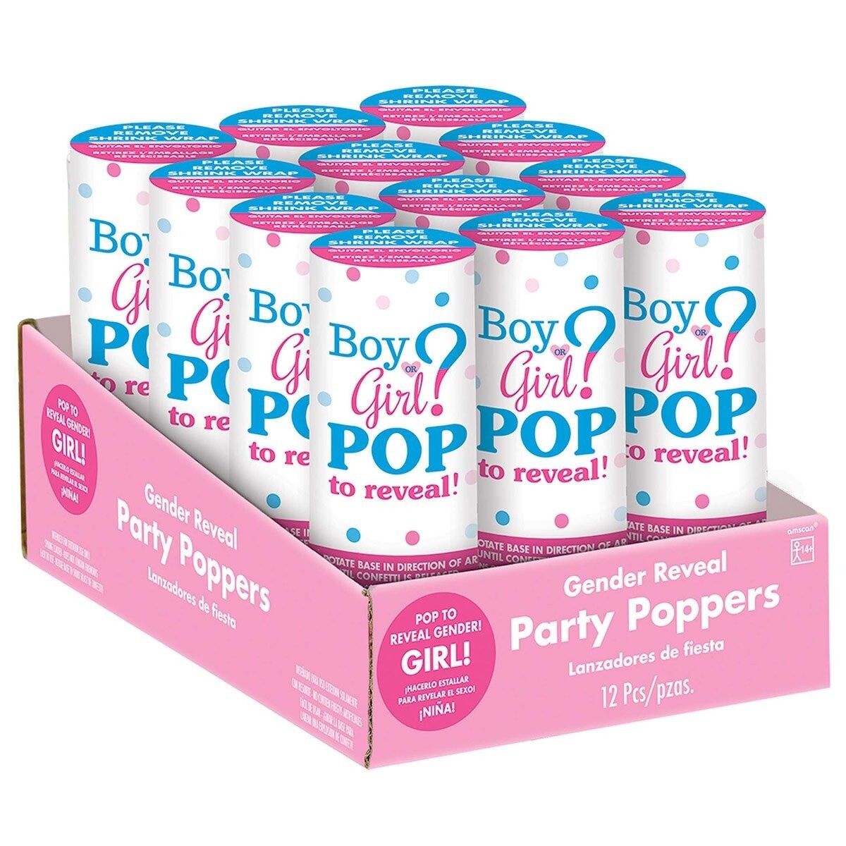 Confetti Poppers- Gender Reveal- Girl