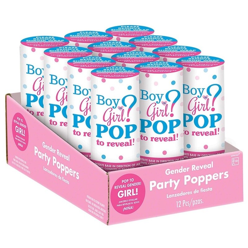 Confetti Poppers- Gender Reveal- Girl
