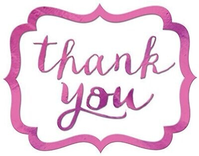 Stickers-Thank You-Bright Pink-50pcs-1.5&#39;&#39; x 1&#39;&#39;
