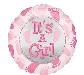 Foil Balloon - It&#39;s a Girl Pink Baby Feet - 18&quot;