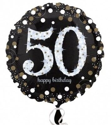 Foil Balloon - 50th Birthday Sparkle - 18&quot;