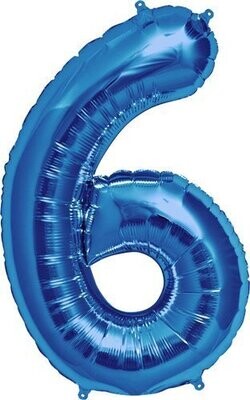 Foil Balloon - Blue #6 - 34" Foil Balloon - Blue #6 - 34"