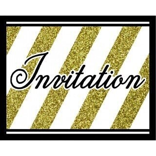 Invitations-Black &amp; Gold-8pkg