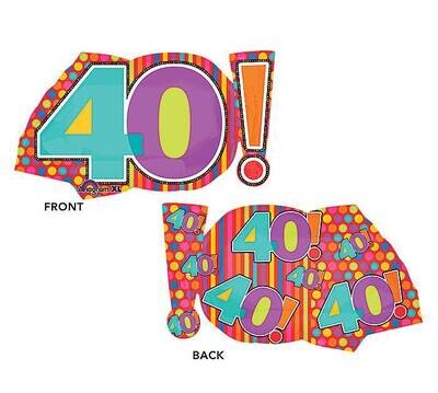 Foil Balloon - 40th Dots and Stripes - 29&quot;