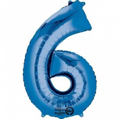 Foil Balloon - Blue - # 6 - 22&quot;x 34&quot;