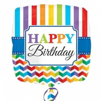 Foil Balloon - Happy Birthday Rainbow Chevron - 18&quot;