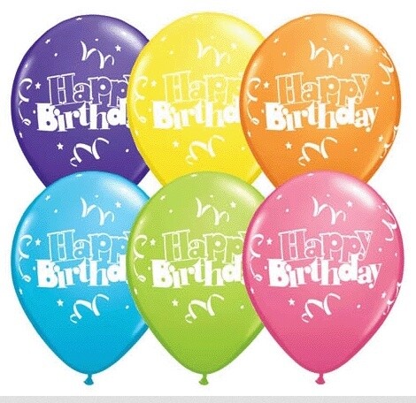 Latex Balloon-Birthday Streamers &amp; Stars Assortment-1pkg-11&quot;