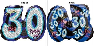 Foil Balloon - Oh No the Big 30 - 26&quot;x21&quot;