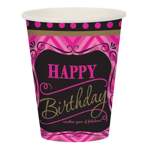 Paper Cups-Born to be Fabulous Birthday-8pkg-9oz - Discontinued