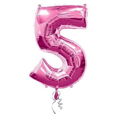 Foil Balloon-Supershape-Number "5"-Bright Pink