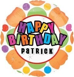 Foil Balloon - Happy Birthday Dots Personalize - 18&#39;&#39;