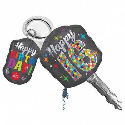 Foil Balloon - Sweet 16 Birthday Car Keys - 27&quot;x38&quot;