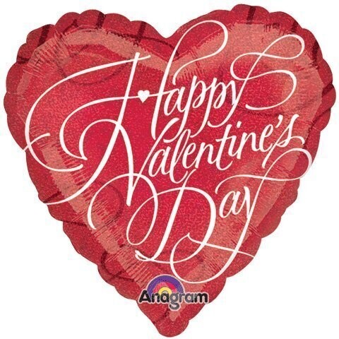 Foil Balloon - Valentine&#39;s Day - Heart - &quot;Happy Valentine&#39;s Day&quot; - 18&quot;