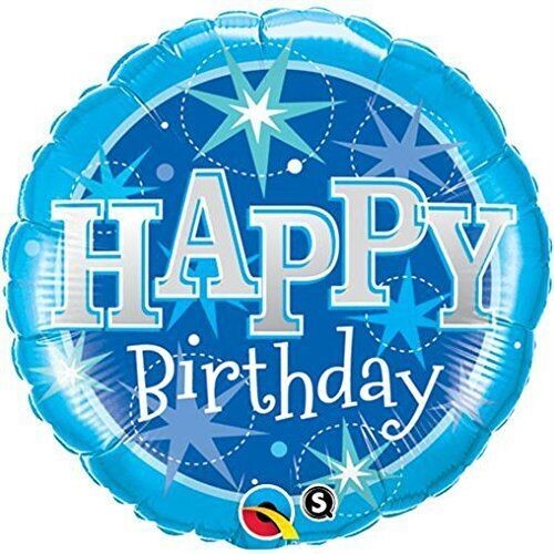 Foil Balloon - Happy Birthday Blue Sparkle - 18&quot;