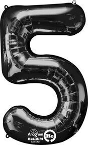 Foil Balloon - Black #5 - 23&quot;x33&quot;