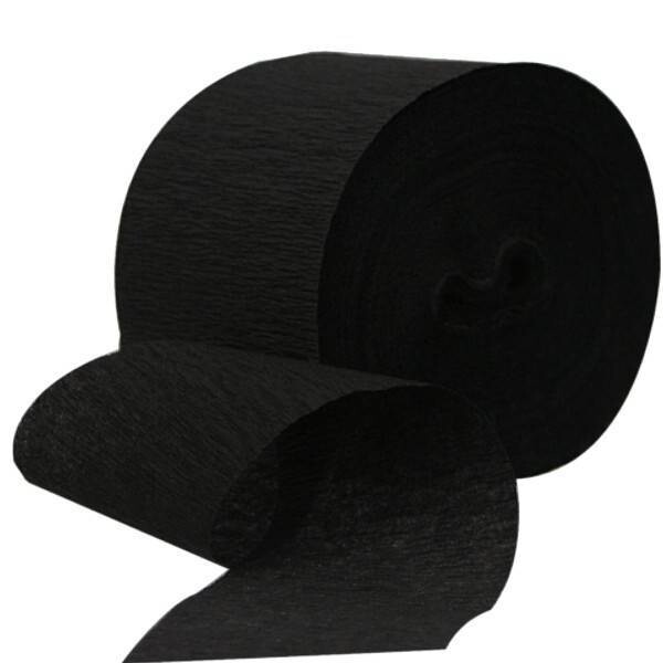 Paper Crepe Streamers - Jumbo - Jet Black - 500ft x 1.75&#39;&#39;