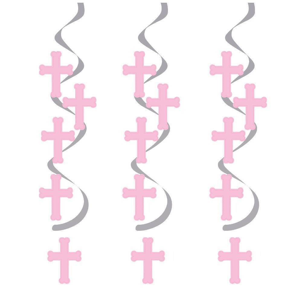 Swirl Decor-Pink Cross-24&#39;&#39;-5pk (Seasonal)
