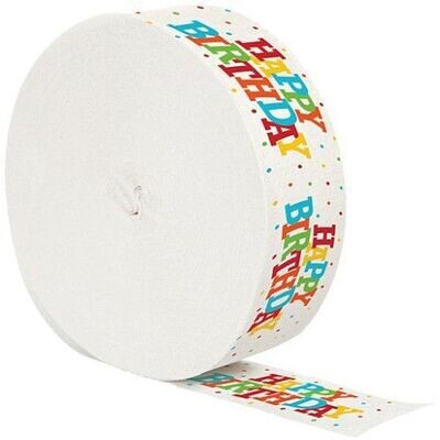Paper Crepe Streamer-Colorful Happy Birthday-1pkg-30ft