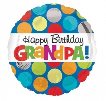 Foil Balloon - Happy Birthday Grandpa Polka Dots - 18&quot;