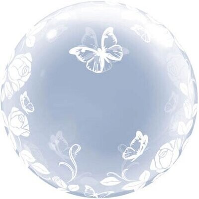 Plastic Decoration Bubble-Clear Butterflies-1pkg-24&quot;