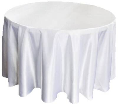 Rental-Round Table Cloth-Satin White-120&#39;&#39;-1Day