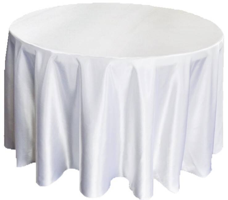 Rental-Round Table Cloth-Satin White-120&#39;&#39;-1Day