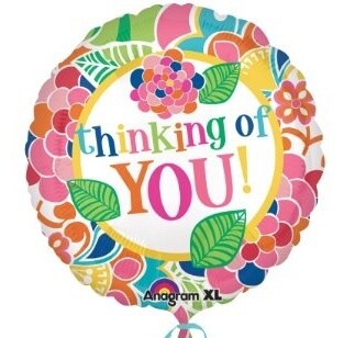 Foil Balloon - Thinking of You Floral Design - 18"
