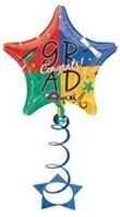 Foil Balloon &amp; Coil Weight - Congrats Grad Stars - 1pc - 31&quot;