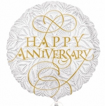 Foil Balloon - Lacey Happy Anniversary - 18" Foil Balloon - Lacey Happy Anniversary - 18"