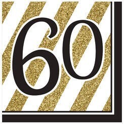Luncheon Napkins-60 Black &amp; Gold-Discontinued