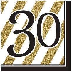 Napkins-LN-30 Black &amp; Gold-16pk-3ply - Discontinued