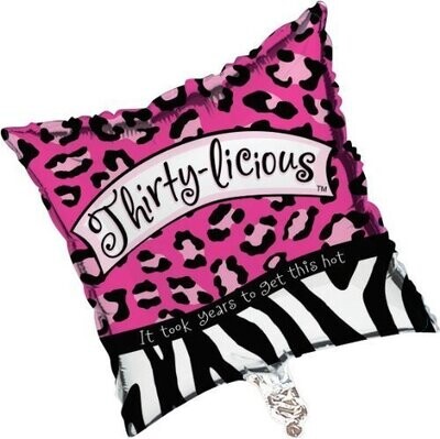 Foil Balloon - Thirty-Licious Zebra Print - 18" Foil Balloon - Thirty-Licious Zebra Print - 18"