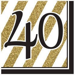 Luncheon Napkins- 40th Black &amp;Gold