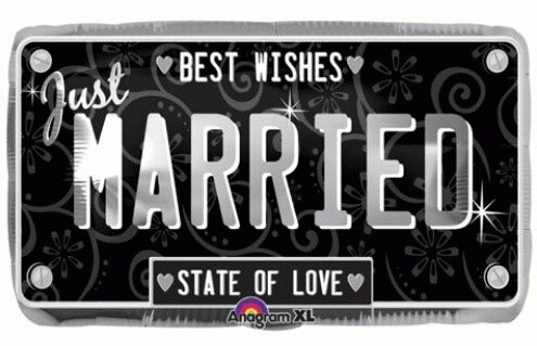 Foil Balloon - Just Married License Plate - 13&quot;x22&quot;