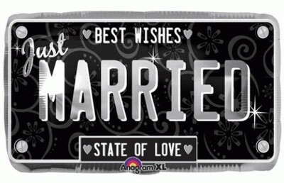 Foil Balloon - Just Married License Plate - 13&quot;x22&quot;