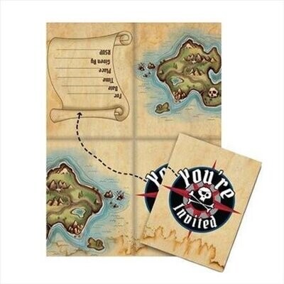 Invitations-Pirate&#39;s Map (8pk)